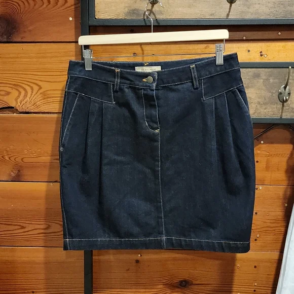 SEE BY CHLOE Dark Blue Denim Skirt US 8 Made In Italy GUC - Picture 10 of 16